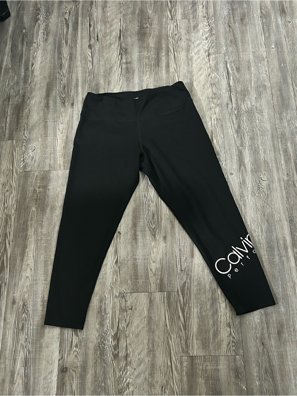 Calvin Klein Black Leggings with White Side Logo